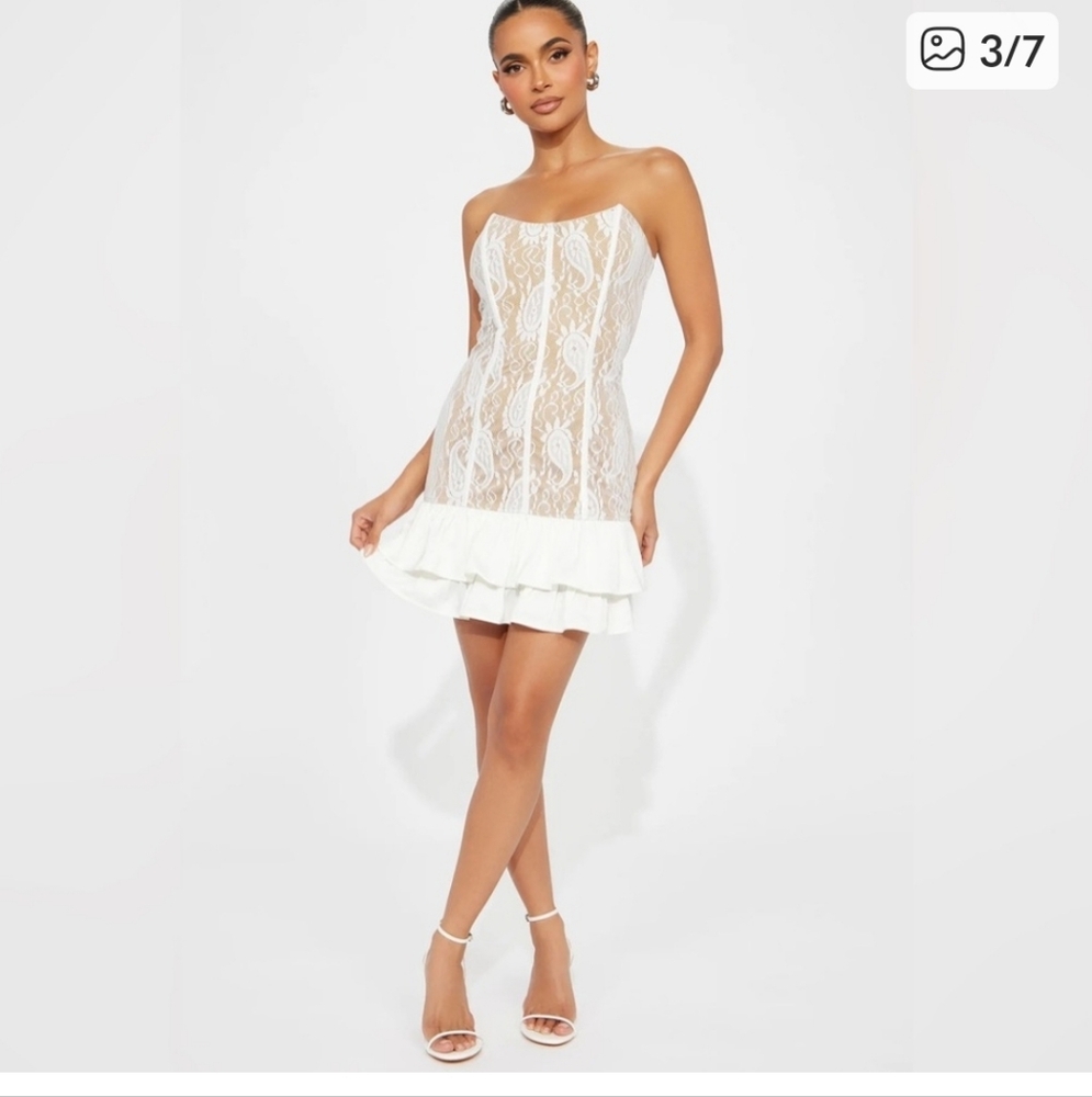Fashion Nova White Strapless Dress